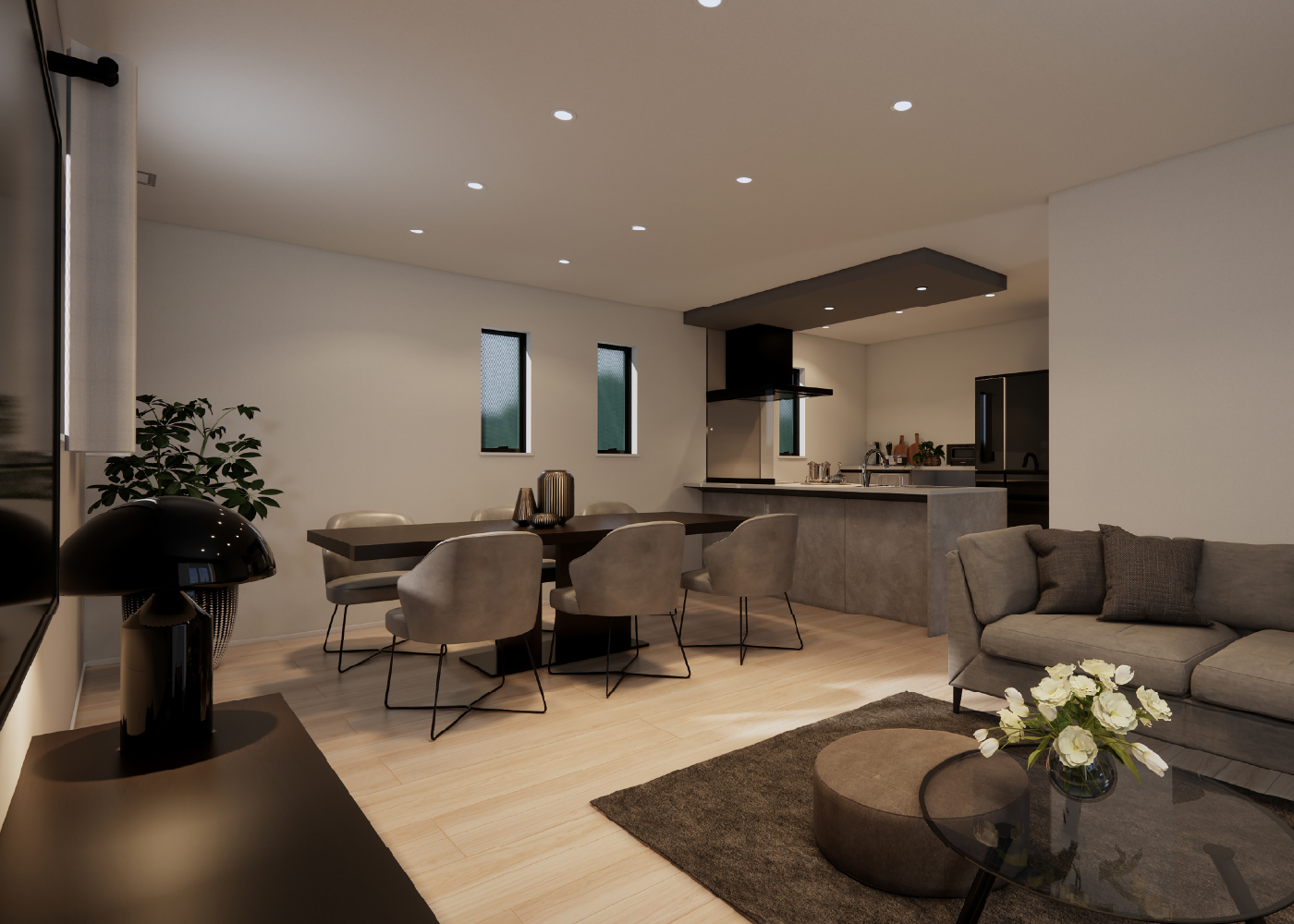 Living Dining Kitchen